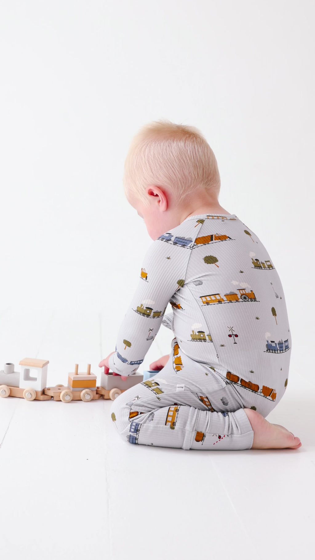 Trains Small Ribbed Zip Romper