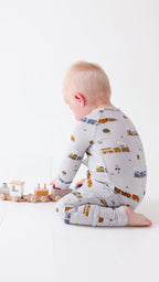 Trains Small Ribbed Zip Romper