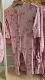 Coquette Bows Small Ribbed Zip Romper