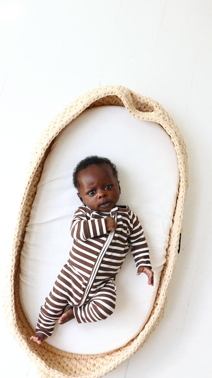 Pinecone Big Stripe Ribbed Zip Romper