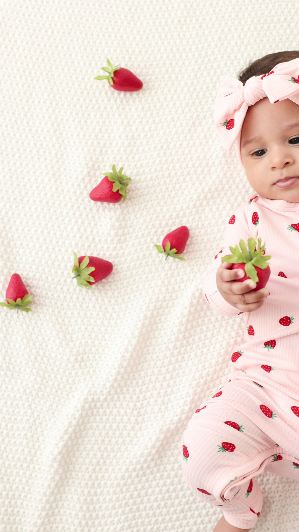 Strawberries Small Ribbed Zip Romper
