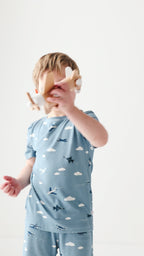 Take Flight Blue Small Ribbed Shorts Two-Piece Set