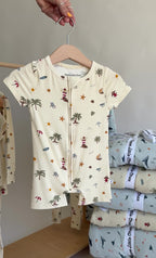 Beach Days Small Ribbed Summer Zip Romper