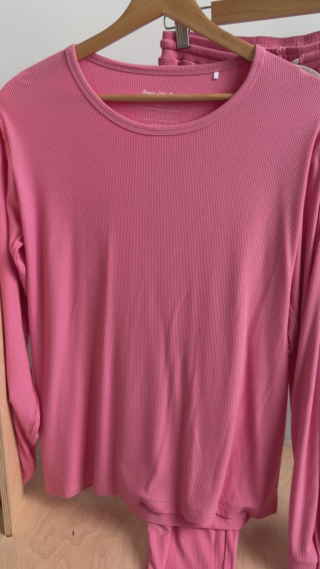 Peony Pink Small Ribbed Women's Long Sleeve Top