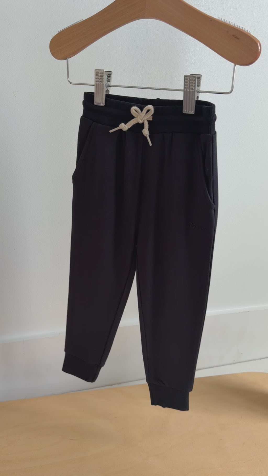 Jet Black with Brave Embroidered Bamboo French Terry Pullover & Jogger Set