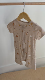 Chickens Small Ribbed Summer Zip Romper