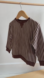 Brown Vertical Stripe Bamboo French Terry Pullover