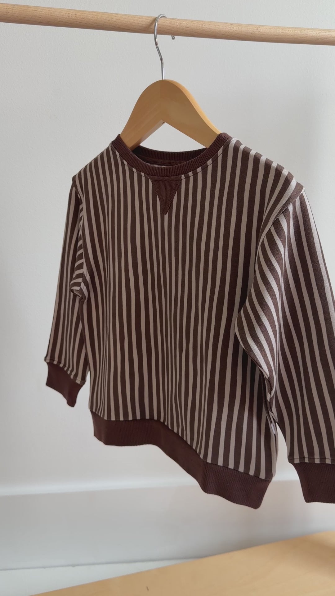 Brown Vertical Stripe Bamboo French Terry Pullover
