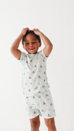 Nautical Boats Small Ribbed Shorts Two-Piece Set