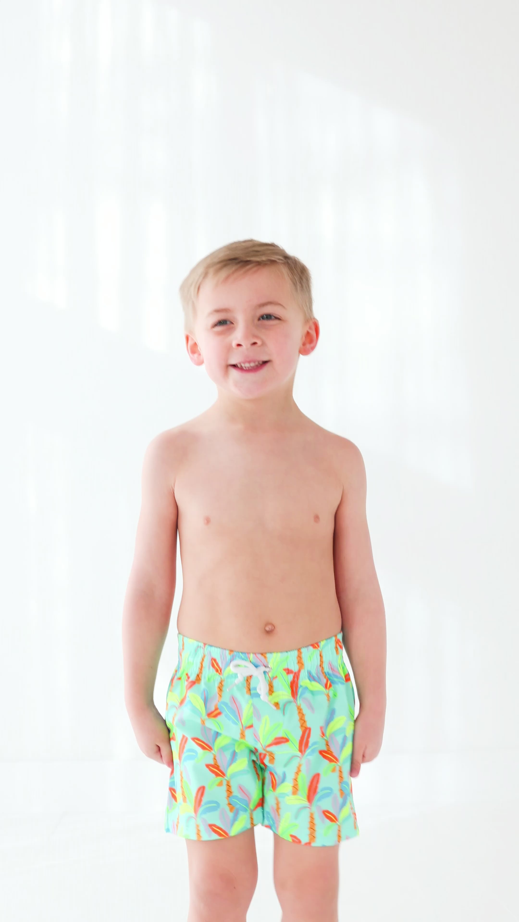 Neon Palm Trees Swim Trunks