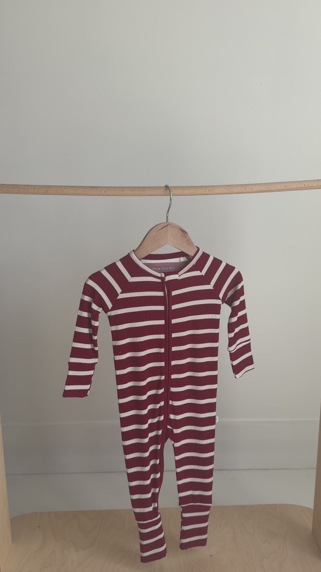 Red Wide Stripe Small Ribbed Zip Romper