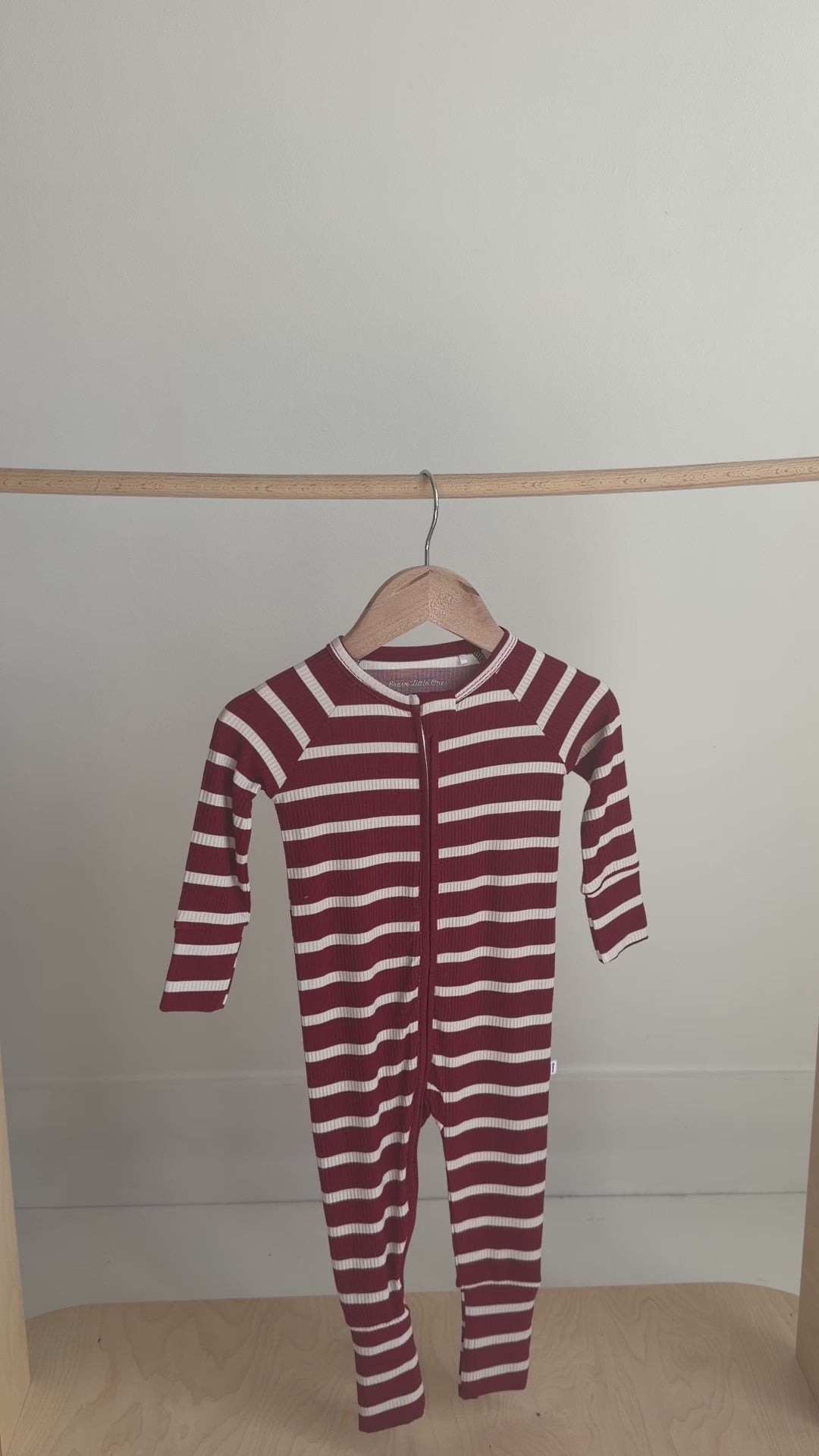 Red Wide Stripe Small Ribbed Zip Romper