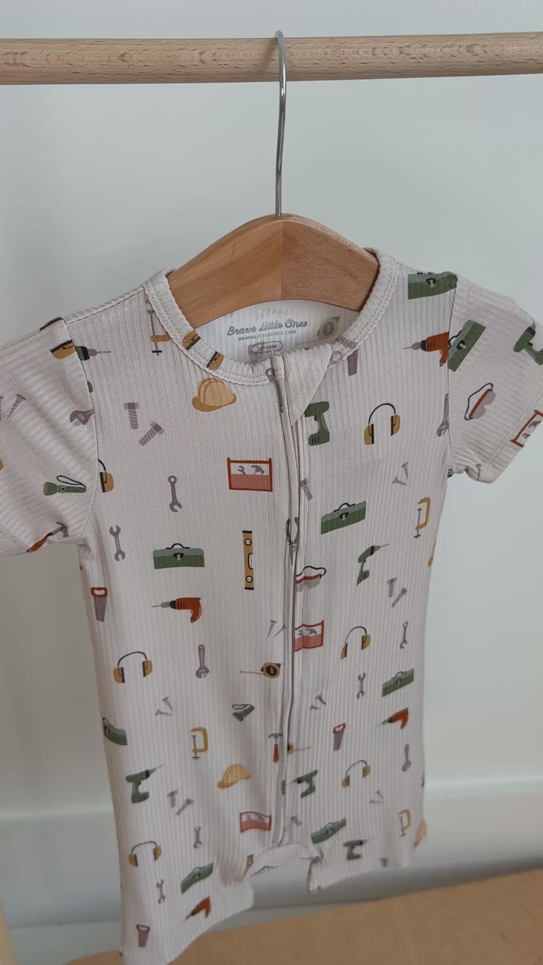 Tool Time Small Ribbed Summer Zip Romper