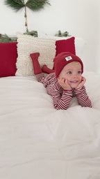 Red Stripe Small Ribbed Two-Piece Set