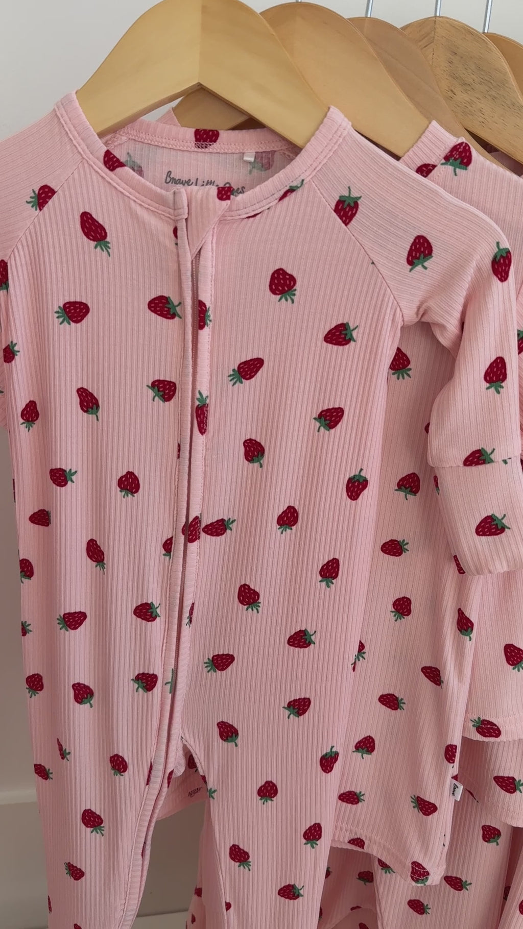 Strawberries Small Ribbed Zip Romper