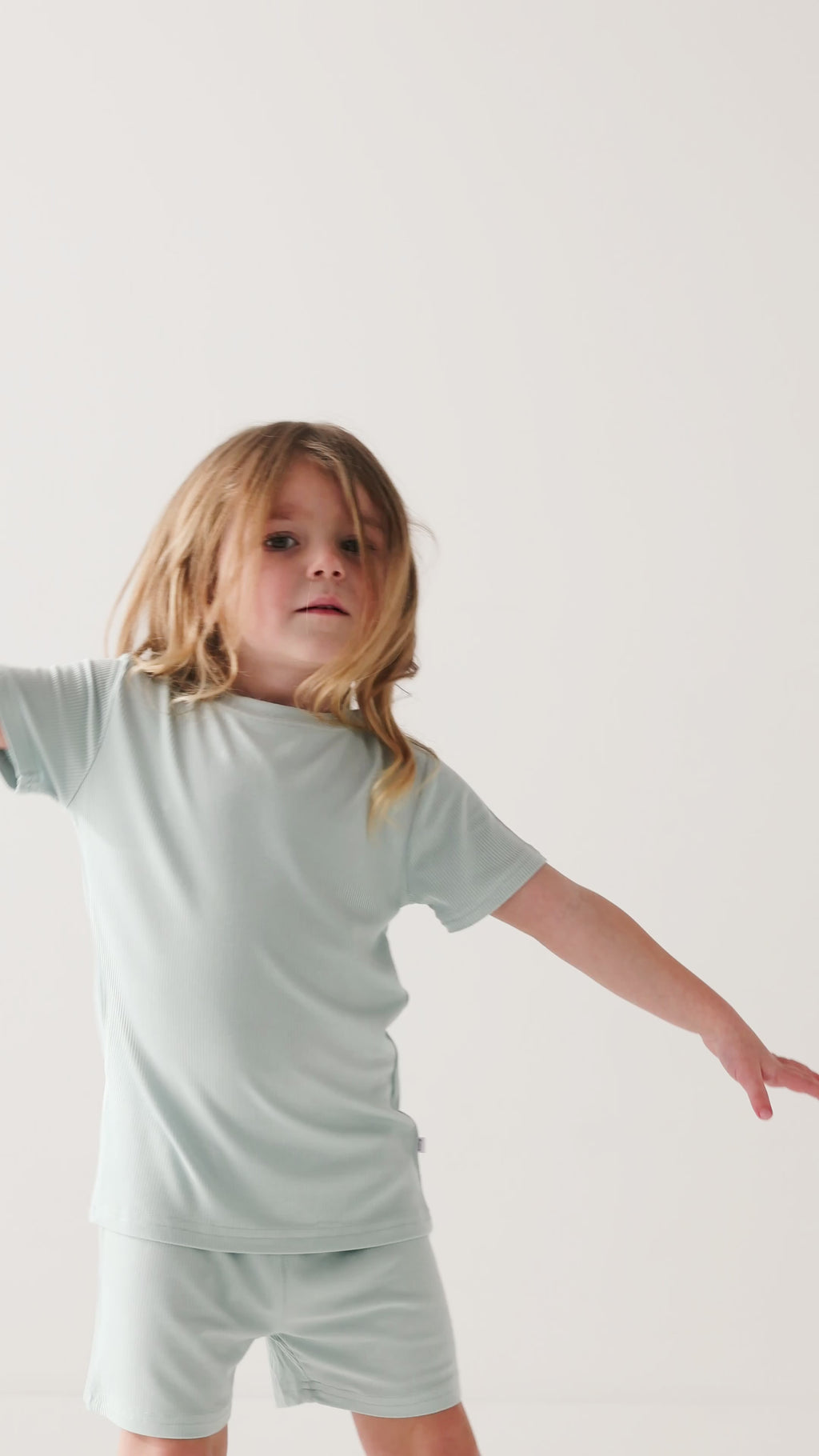 Harbor Blue Small Ribbed Shorts Two-Piece Set