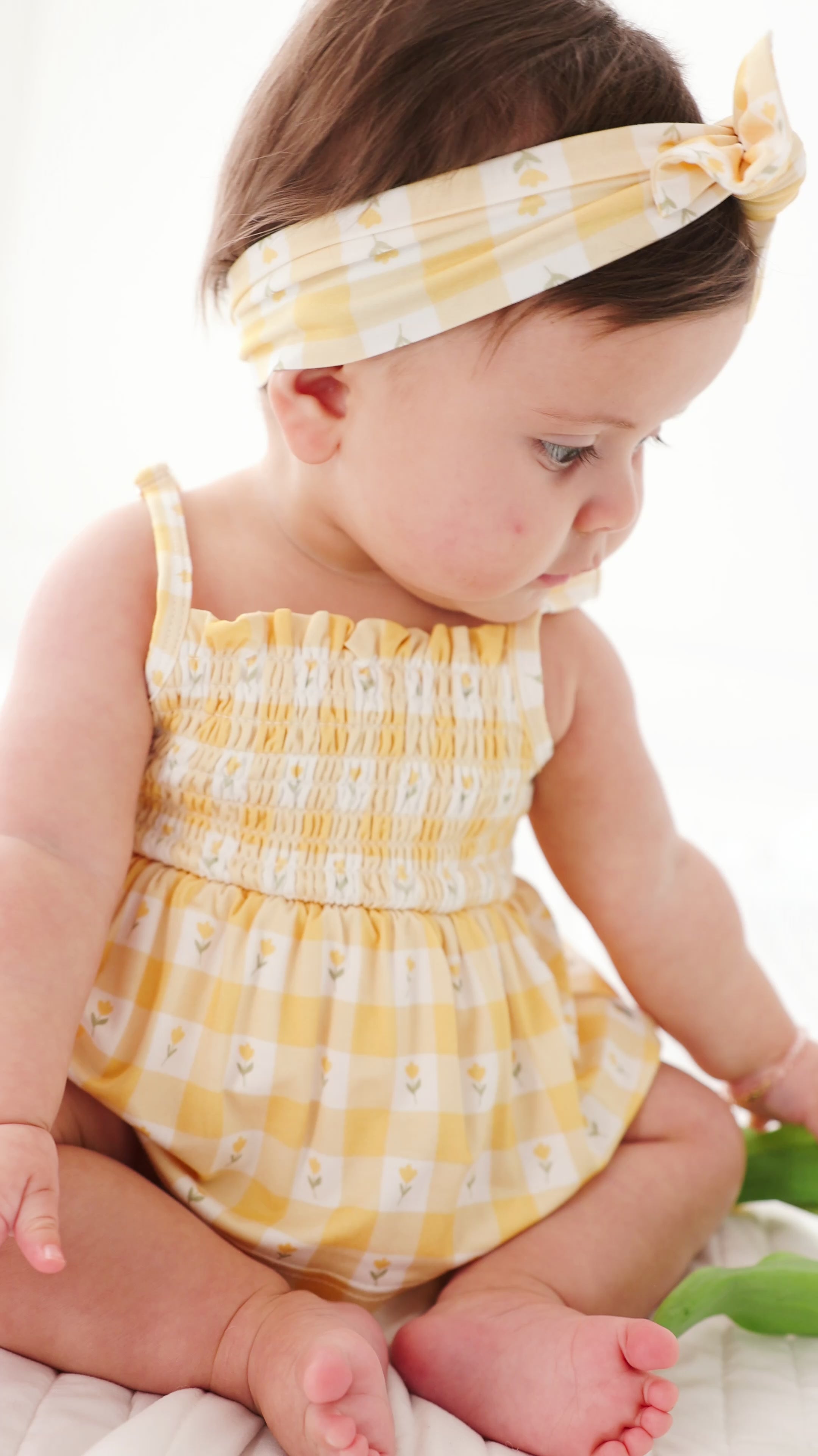 Yellow Gingham Tulip Ruffle Romper