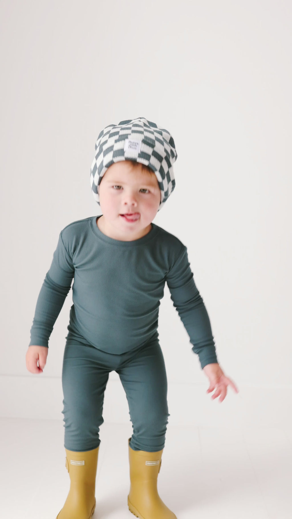 Dark Steel Blue Small Ribbed Two-Piece Set