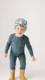 Dark Steel Blue Small Ribbed Two-Piece Set