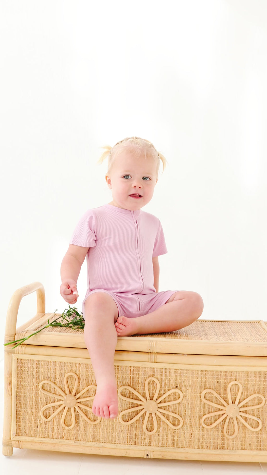 Lilac Mist Small Ribbed Summer Zip Romper