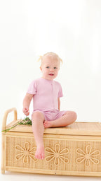 Lilac Mist Small Ribbed Summer Zip Romper