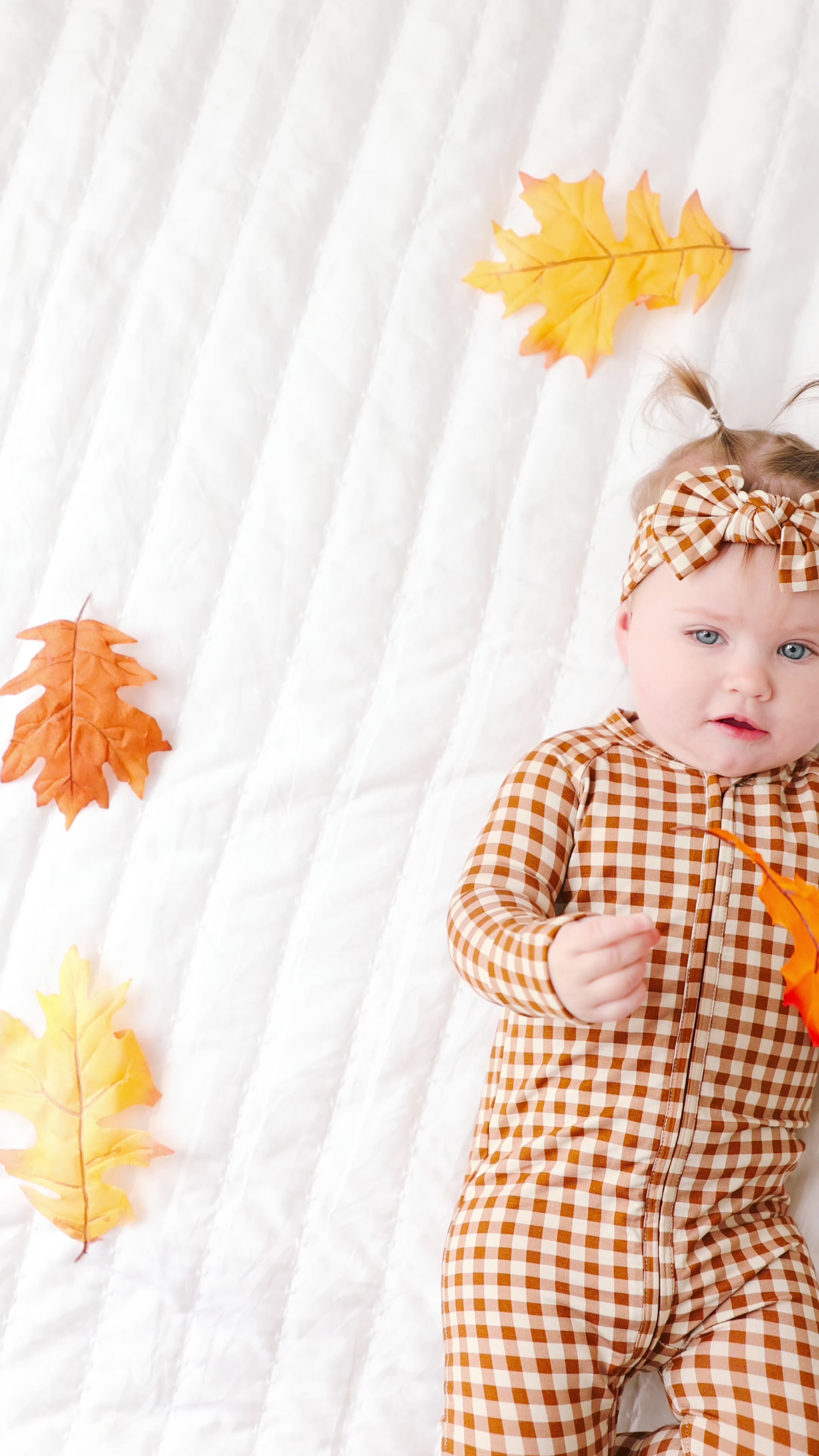 Caramel Small Gingham Zip Romper