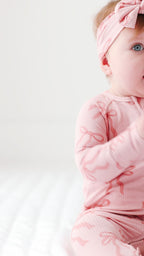 Coquette Bows Small Ribbed Zip Romper