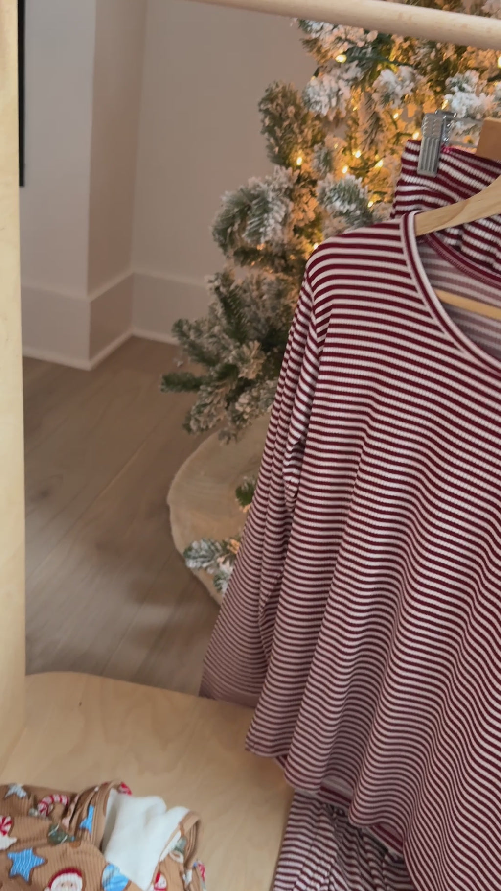 Red Stripe Small Ribbed Women's Long Sleeve Top