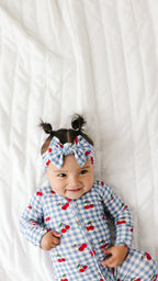 Vintage Cherries Small Ribbed Bow