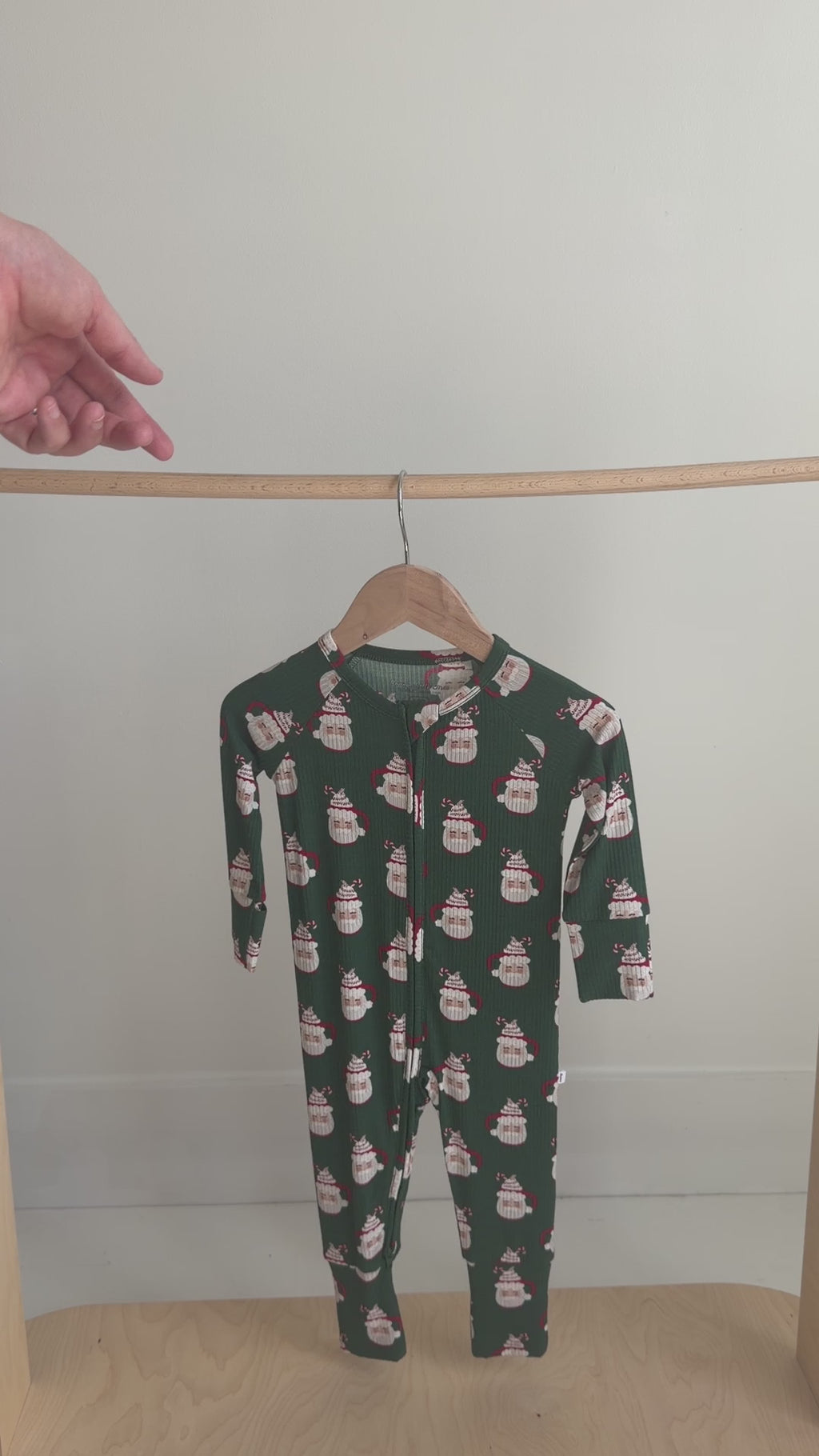 Santa Mug Small Ribbed Zip Romper