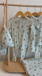 Nautical Boats Small Ribbed Zip Romper