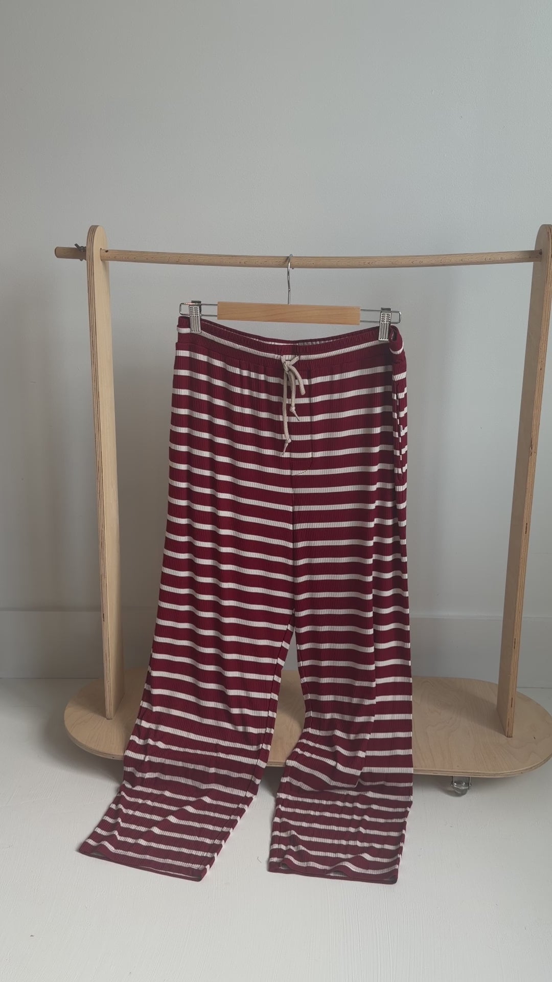 Red Wide Stripe Small Ribbed Men's Pants