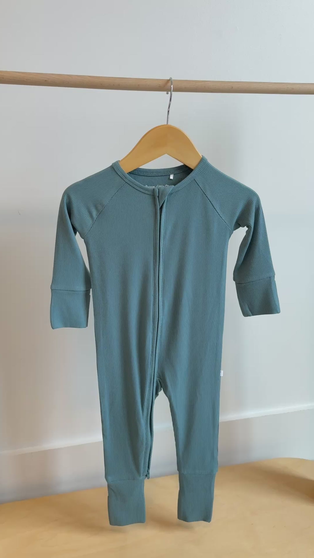 Glacier Blue Small Ribbed Zip Romper