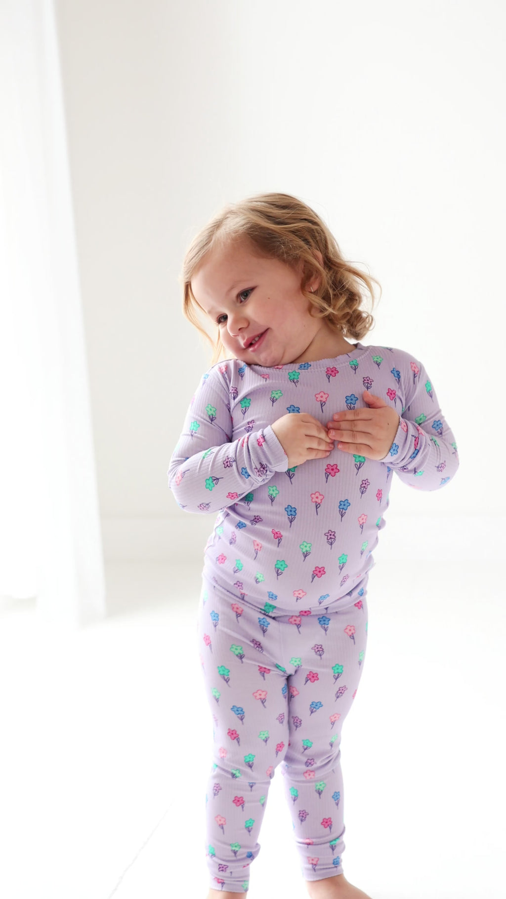 Lilac Daisies Small Ribbed Two-Piece Set