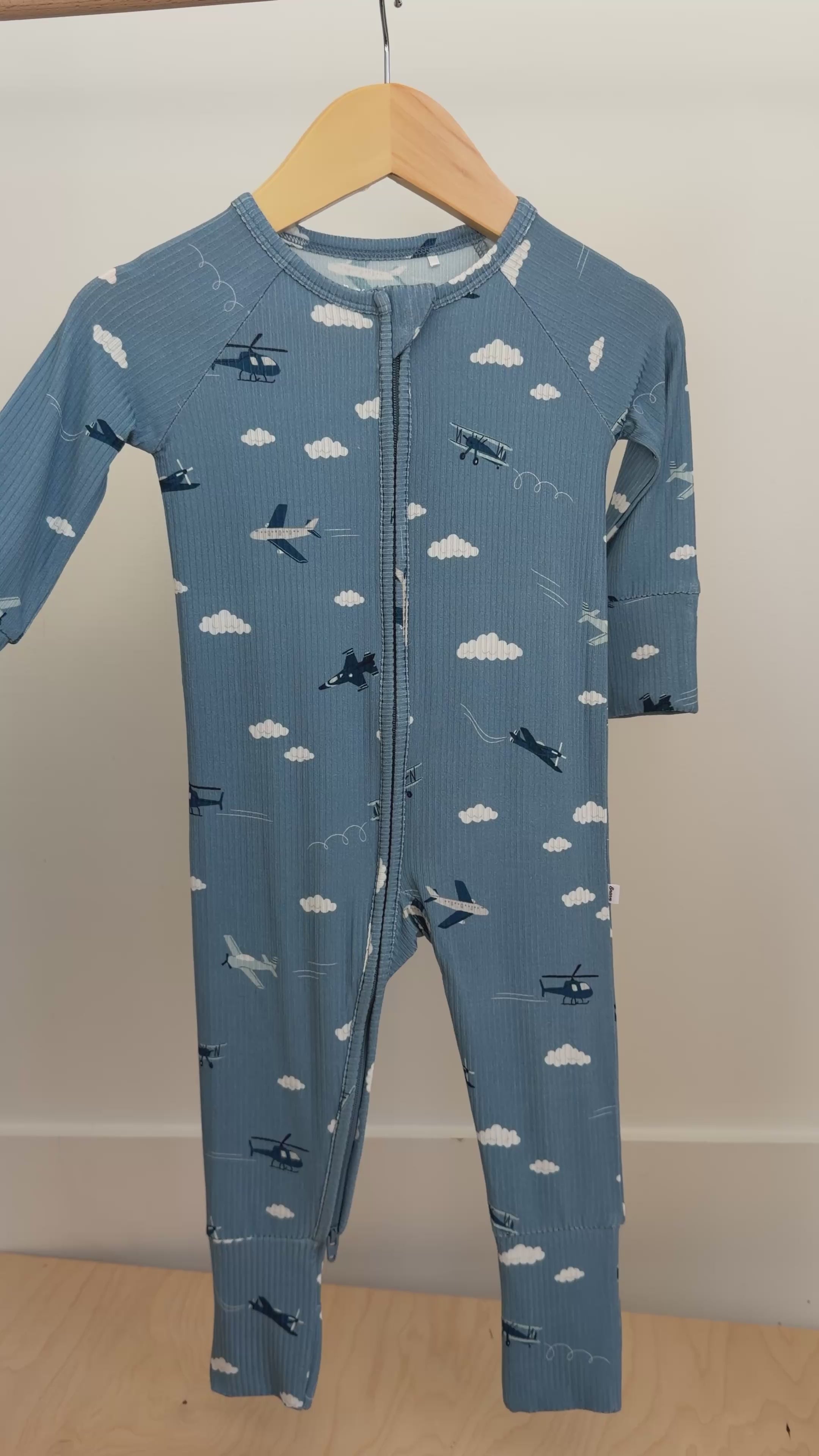 Take Flight Blue Small Ribbed Zip Romper