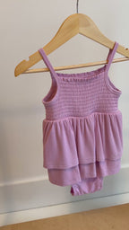 Lilac Mist Small Ribbed Ruffle Romper