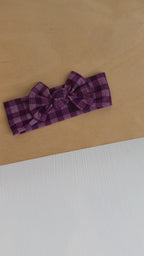 Plum Gingham Small Ribbed Bow