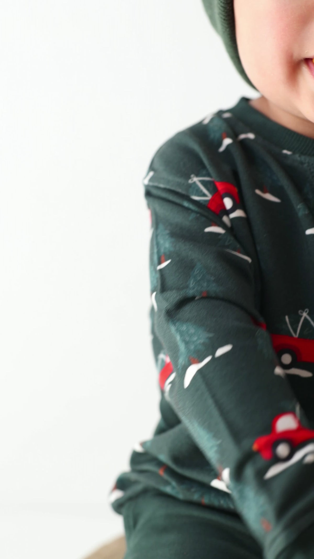Red Christmas Trucks Bamboo French Terry Pullover