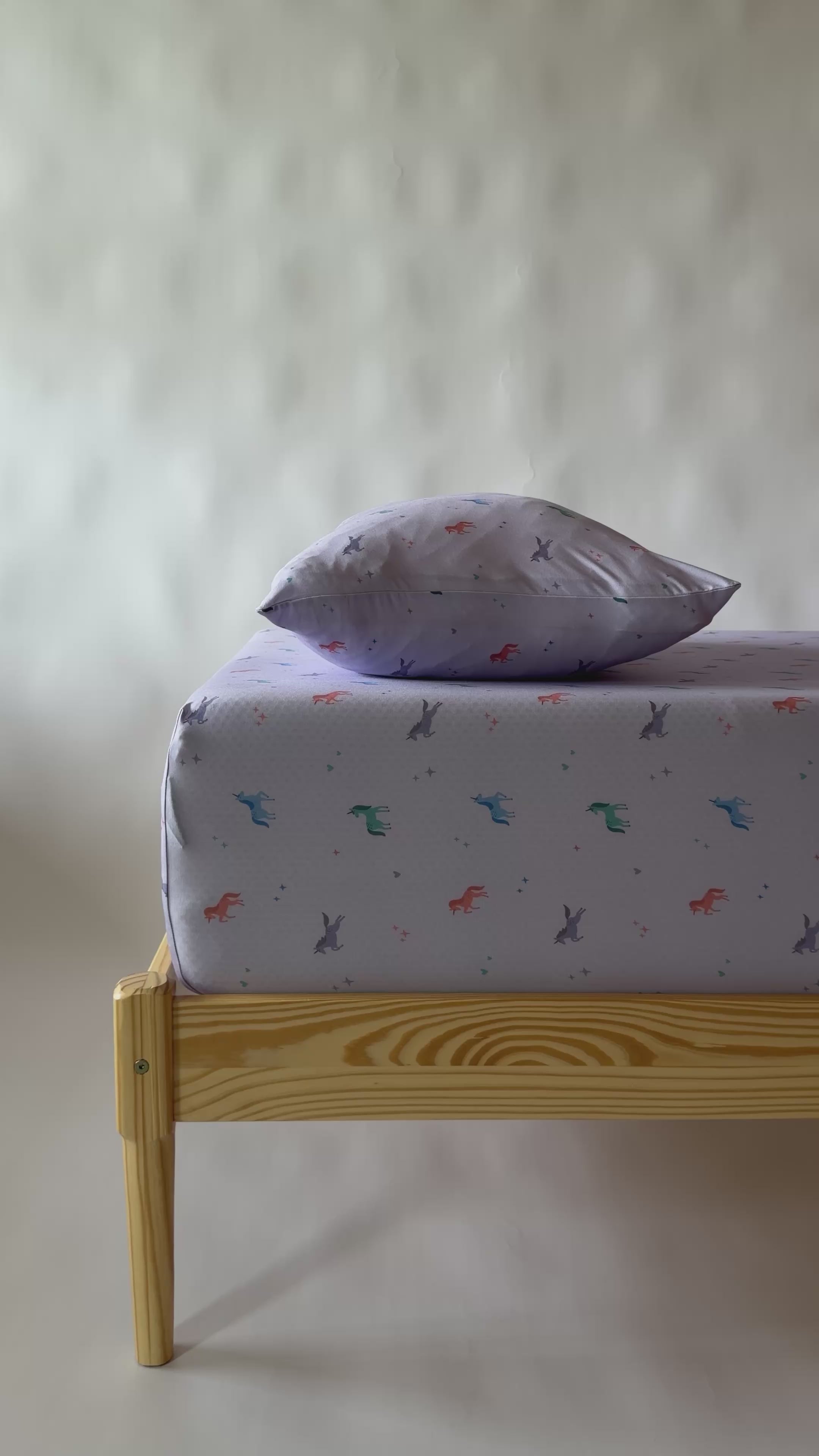 Purple Unicorns Twin Sheet With Pillow Case