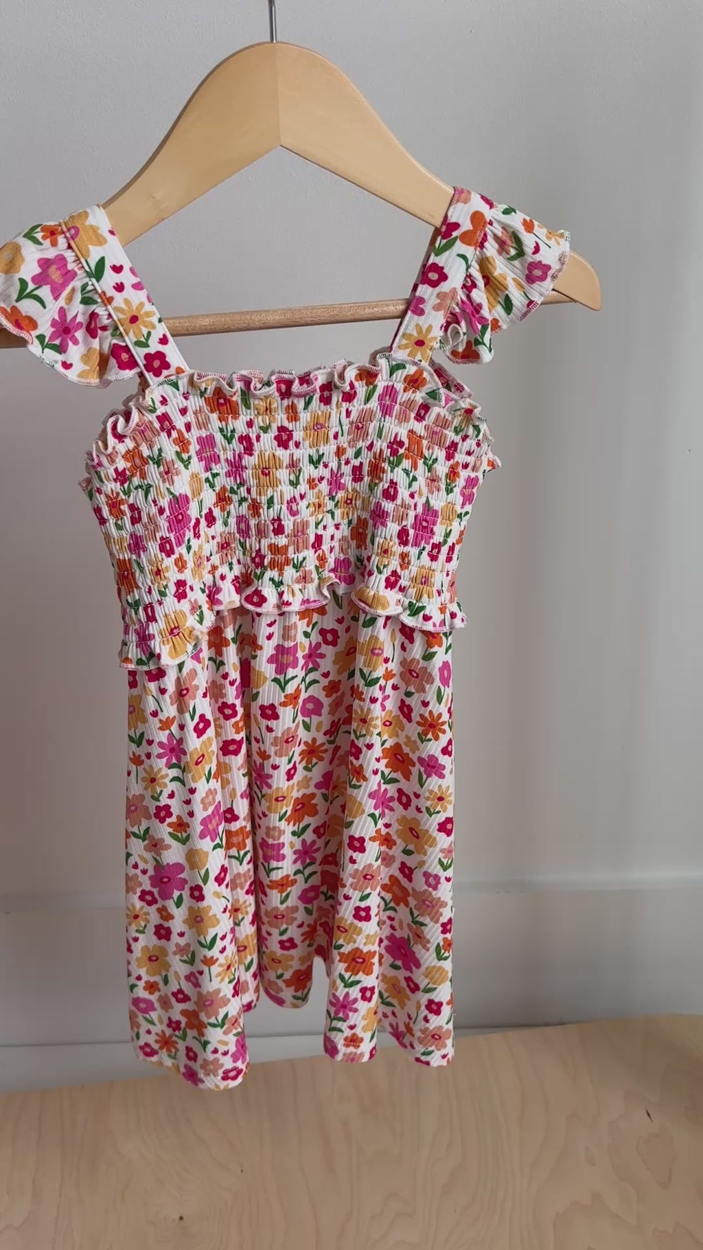 Summer Blooms Small Ribbed Flutter Sleeve Dress