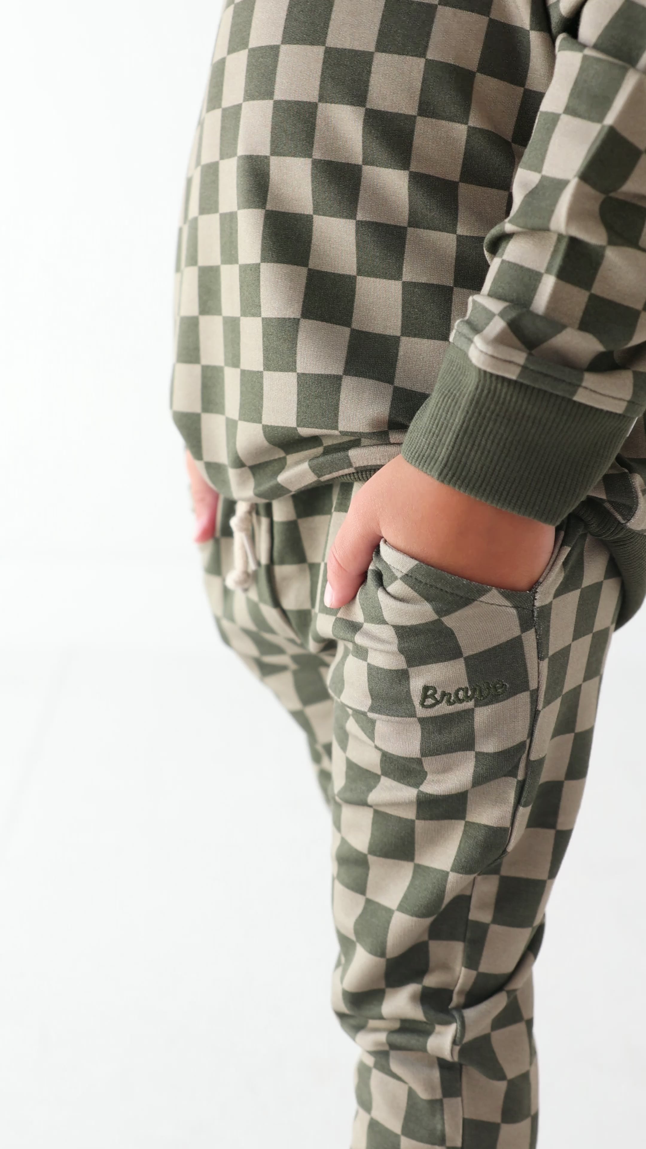 Checkered Bamboo French Terry Pullover & Jogger Set