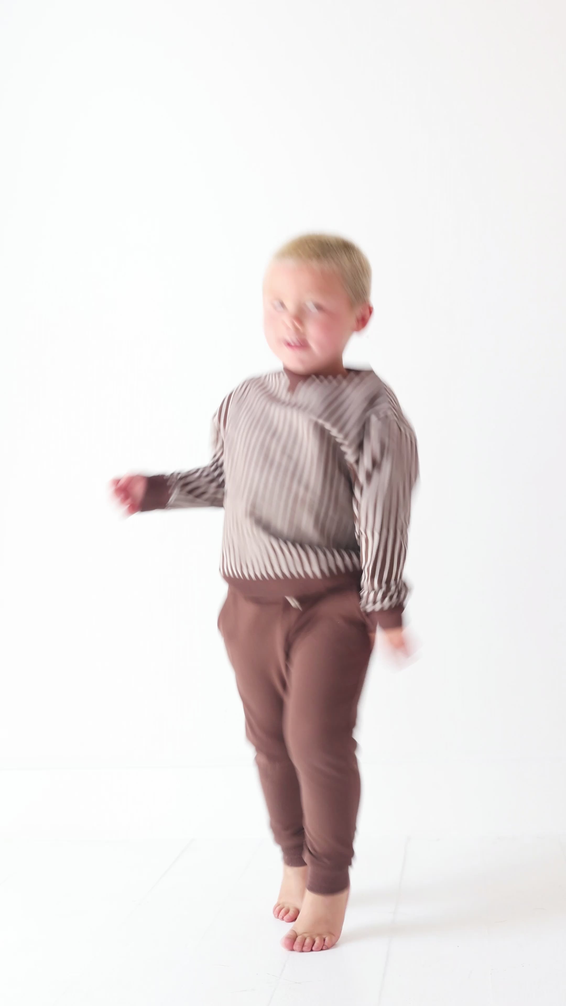 Brown Vertical Stripe Bamboo French Terry Pullover