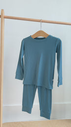 Midnight Teal Small Ribbed Two-Piece Set