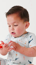 Under The Sea Small Ribbed Summer Zip Romper