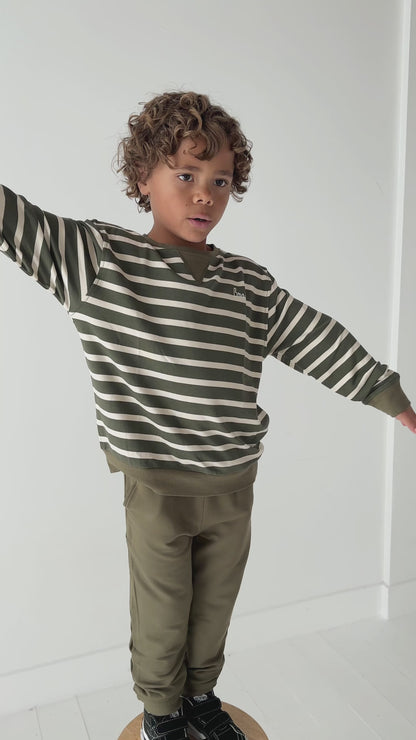 Green Stripe with Brave French Terry Pullover