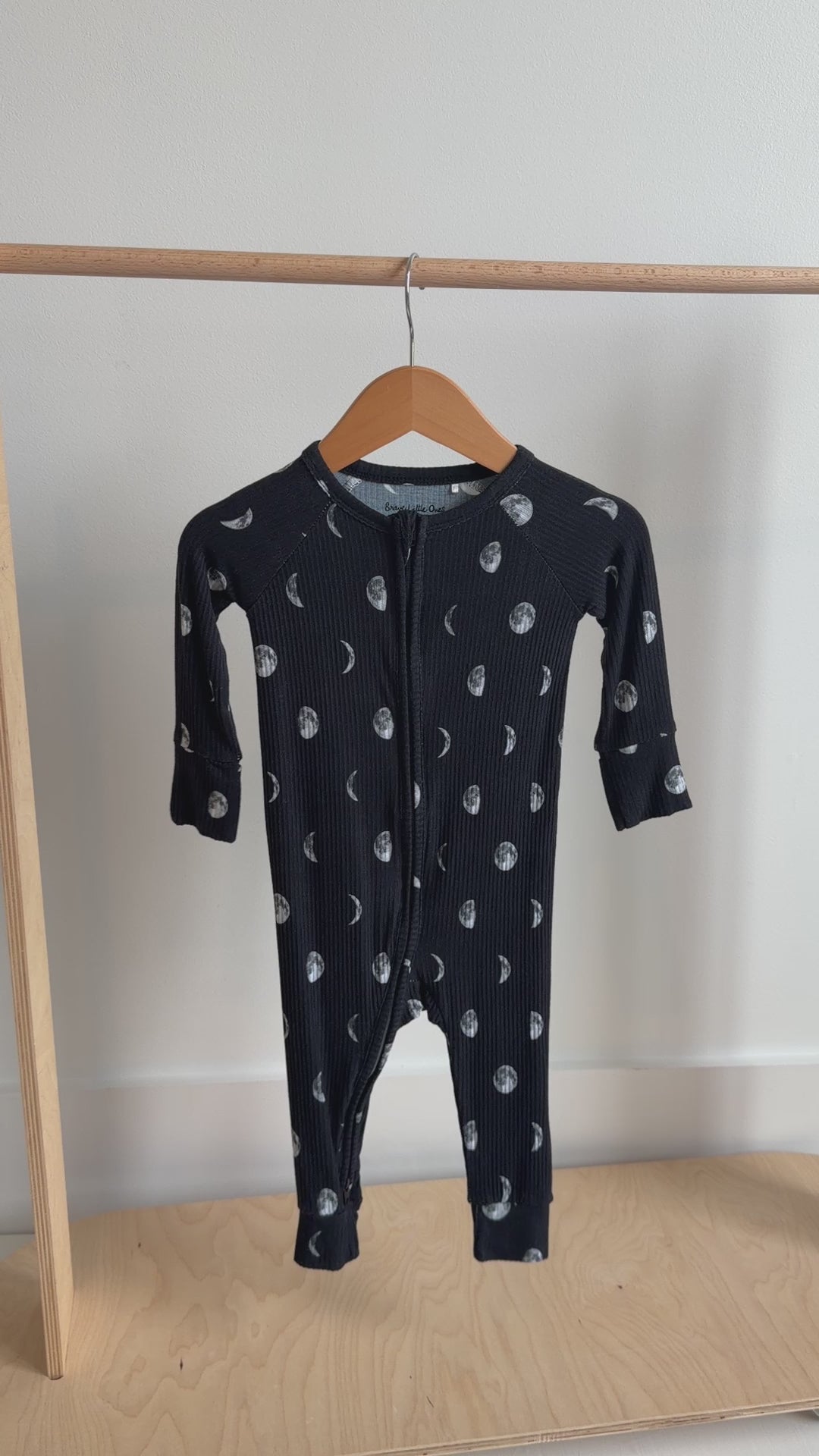 Moon Phases Small Ribbed Zip Romper