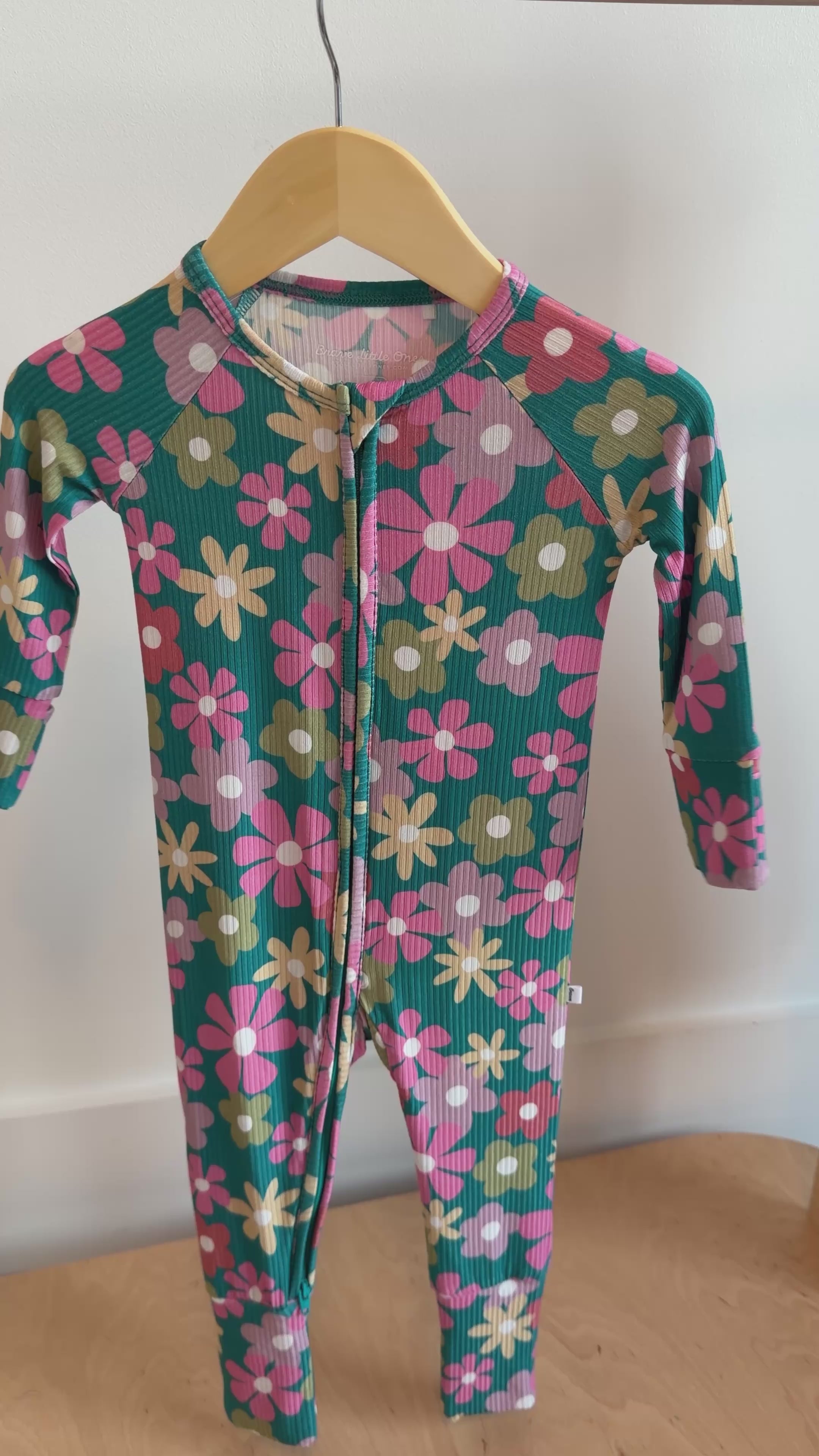 Retro Daisies Small Ribbed Zip Romper