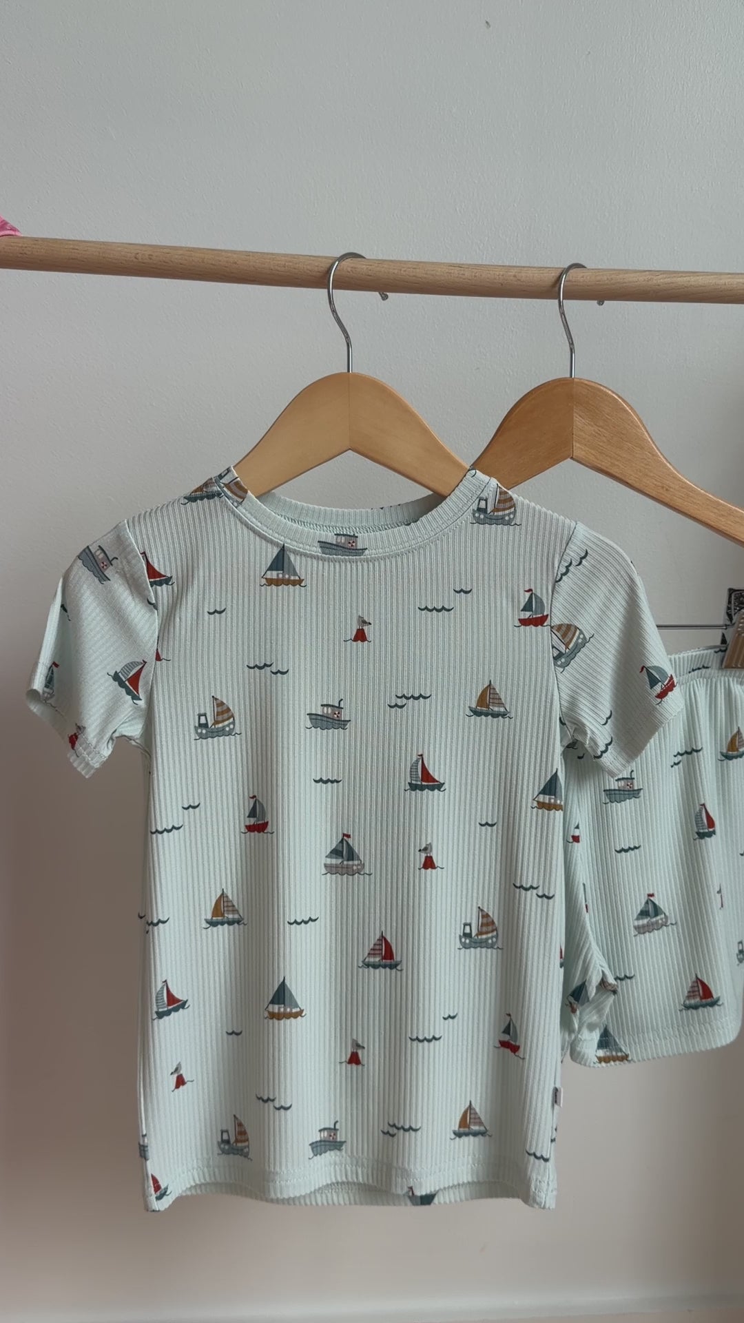 Nautical Boats Small Ribbed Shorts Two-Piece Set