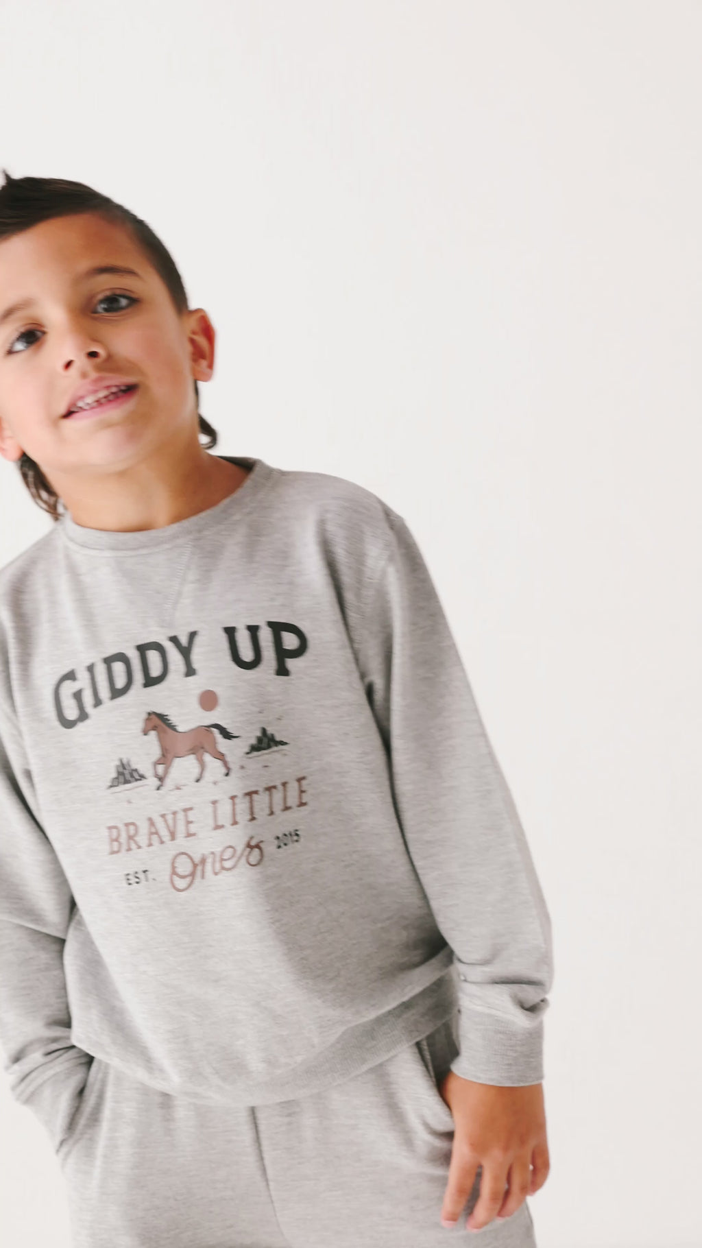 Giddy Up Dark Heather Gray Bamboo French Terry Pullover & Jogger Set