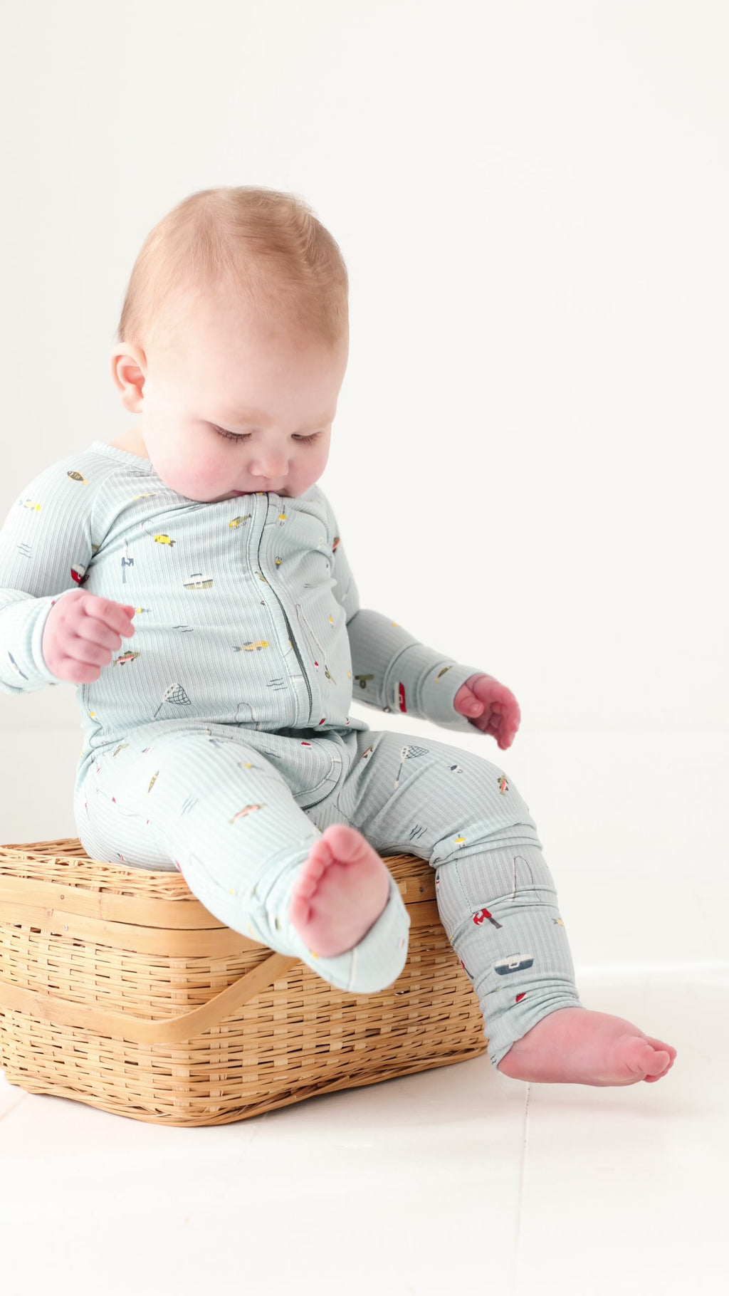 Gone Fishing Small Ribbed Zip Romper